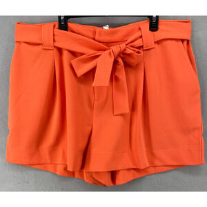 Curations x Amy Morrison Shorts Womens Sz 2X Orange Belted Pockets Zip Up‎